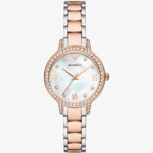 Emporio Armani Cleo Mother Of Peal Crystal Watch AR11499
