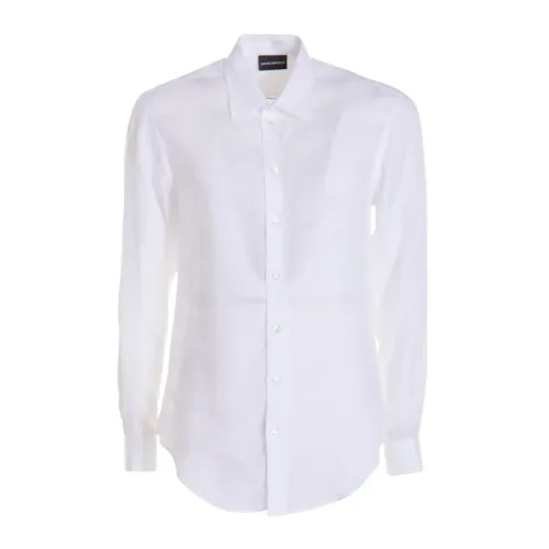 Emporio Armani , Clic White Linen Shirt for Men ,White male, Sizes: