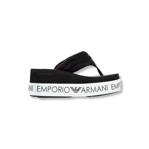 Emporio Armani , Contrast Double Layer Flip Flops with 360° Lettering ,Black female, Sizes:
