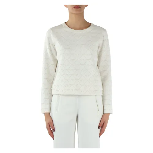 Emporio Armani , Cotton Logo Print Sweatshirt ,White female, Sizes: