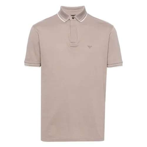 Emporio Armani , Cotton Polo Shirt with Embroidered Logo ,Beige male, Sizes: