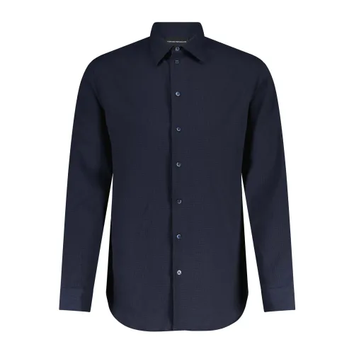 Emporio Armani , Crinkle-Design Shirt ,Blue male, Sizes: