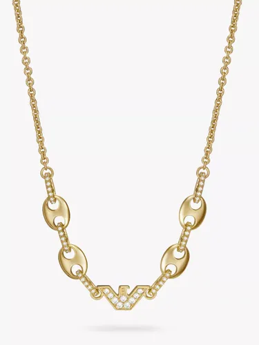 Emporio Armani Cubic Zirconia Pendant Necklace, Gold - Gold - Female