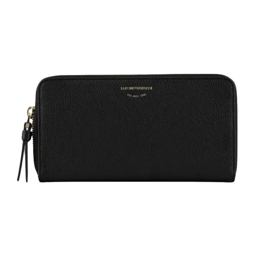 Emporio Armani , Deer Print Wallet with Zip Pockets ,Black female, Sizes: ONE SIZE