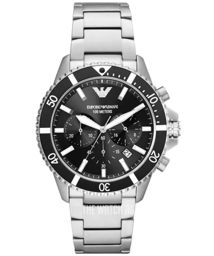 Emporio Armani Diver Mens Silver Watch AR11360 Stainless Steel - One Size