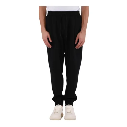 Emporio Armani , Double Jersey Jogger Pants with Pleats ,Black male, Sizes: