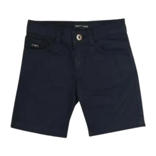 Emporio Armani EA7 , Blue Kids Bermuda Shorts with Metal Logo ,Blue male, Sizes: