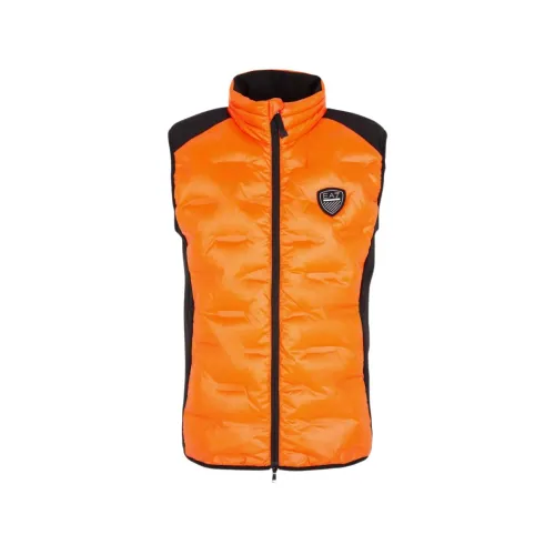 Emporio Armani EA7 , Breathable Water-Repellent Ski Vest ,Orange male, Sizes: