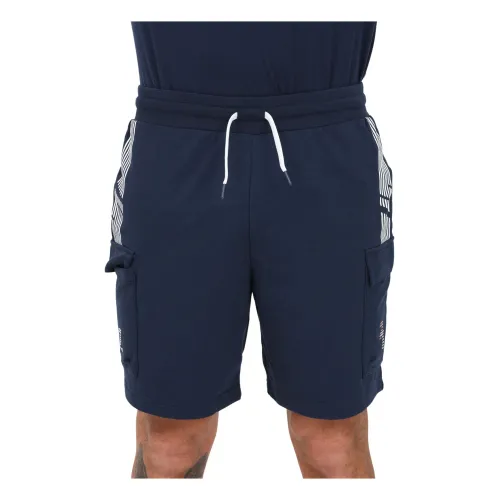 Emporio Armani EA7 , Cargo Blue Running Shorts for Men ,Blue male, Sizes: