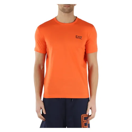 Emporio Armani EA7 , Cotton Logo Print T-shirt ,Orange male, Sizes: