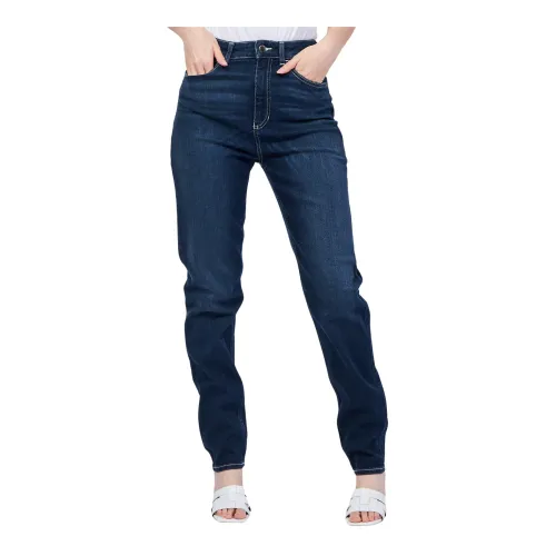 Emporio Armani EA7 , Denim Trousers with Logo Detail ,Blue female, Sizes: