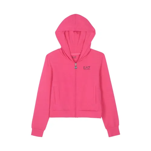 Emporio Armani EA7 , Full Zip Hoodie ,Pink female, Sizes: