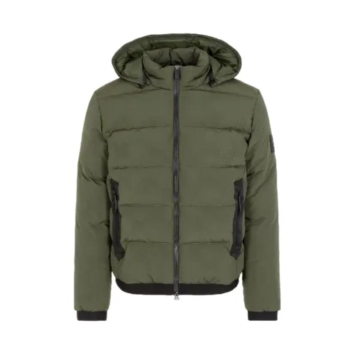 Emporio Armani EA7 , Green Hooded Padded Jacket ,Green male, Sizes: