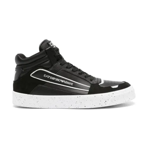 Emporio Armani EA7 , High Top Sneakers with Inserts ,Black male, Sizes: