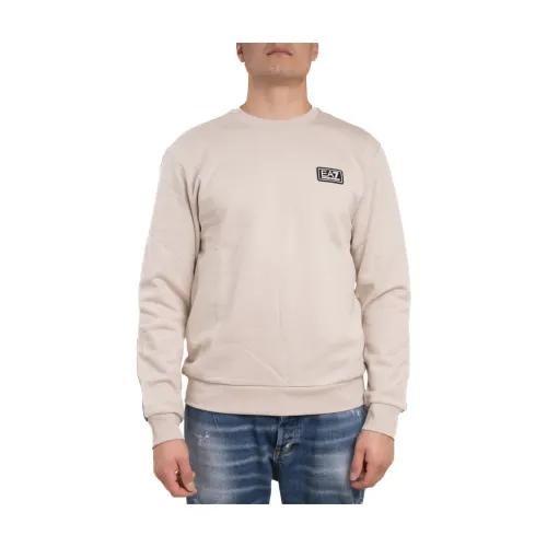 Emporio Armani EA7 , Logo Series Crew-neck Sweatshirt ,Beige male, Sizes: