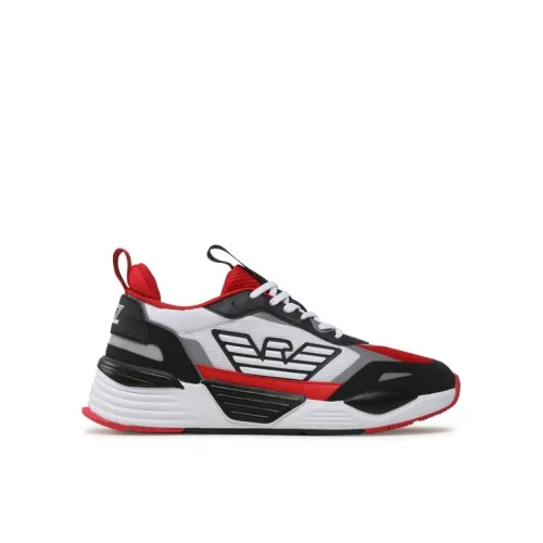 Emporio Armani EA7 , Men Black Sneakers with Red and White Inserts ,Black male, Sizes: