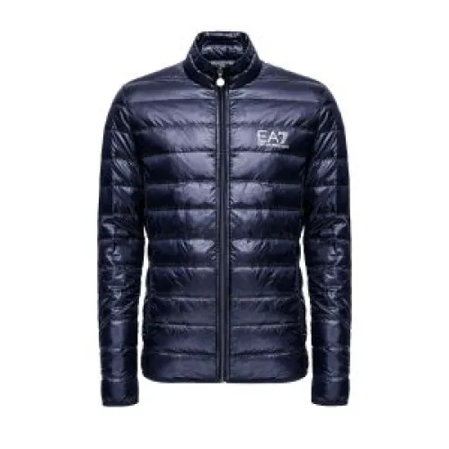 Emporio Armani EA7 , Men Blue Jacket with Contrast Logo ,Blue male, Sizes: