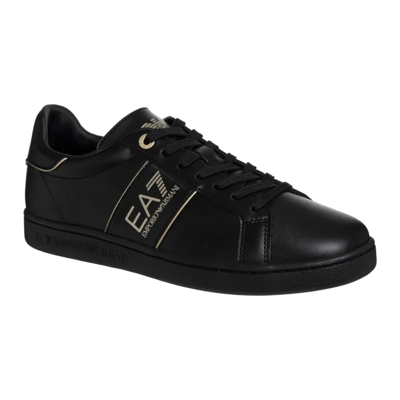 Emporio Armani EA7 , Plain Lace Closure Classic Sneakers ,Black male, Sizes: