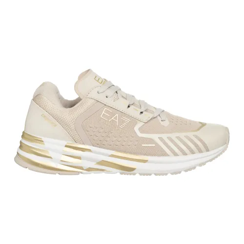 Emporio Armani EA7 , Plain Lace Closure Sneakers ,Beige female, Sizes: