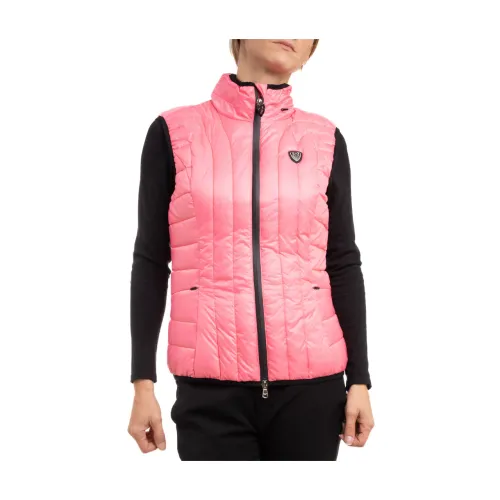 Emporio Armani EA7 , Quilted Vest with Logo Patch ,Pink female, Sizes:
