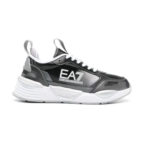 Emporio Armani EA7 , Silver Logo Sneakers ,Gray male, Sizes: