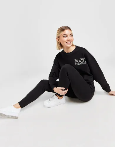 Emporio Armani EA7 Sparkle Box Logo Sweatshirt/Leggings Set - Black - Womens