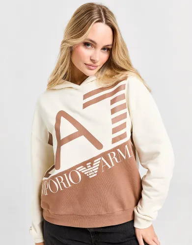 Emporio Armani EA7 Split Logo Hoodie - Brown - Womens