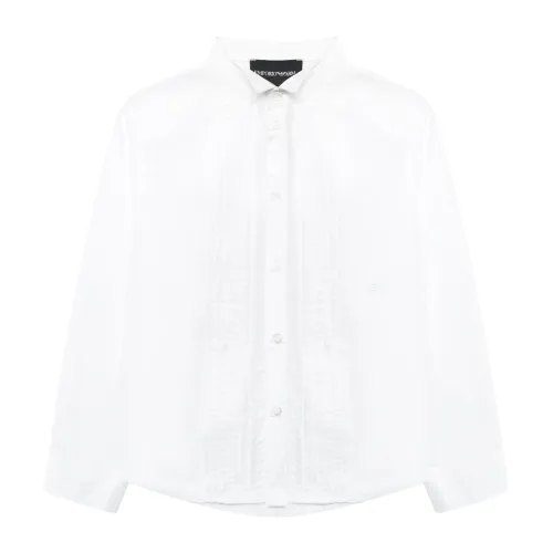 Emporio Armani EA7 , White Cotton Poplin Shirt with Vertical Stripes ,White male, Sizes: