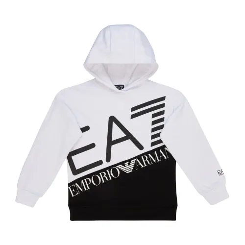 Emporio Armani EA7 , White Hoodie Sweater with Logo ,Multicolor female, Sizes: