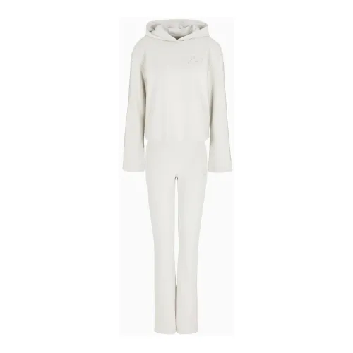 Emporio Armani EA7 , Women Jumpsuit with Wide Sleeves ,White female, Sizes: S