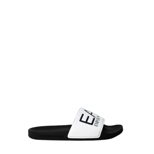 Emporio Armani EA7 , Womens White Print Slippers ,White female, Sizes:
