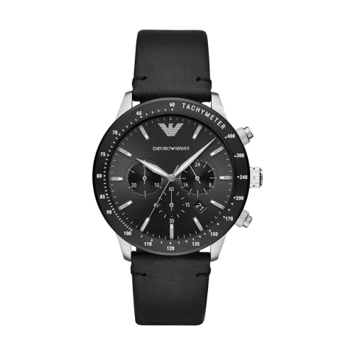 Emporio Armani , Elegant Quartz Watch with Black Dial and Steel Case ,Black unisex, Sizes: ONE SIZE