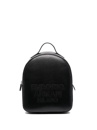 Emporio Armani embroidered logo backpack - Black
