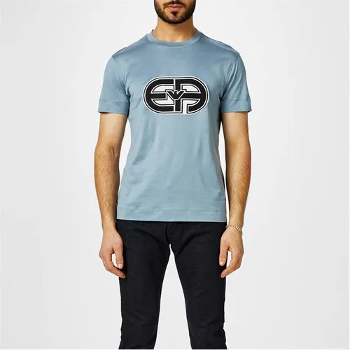 EMPORIO ARMANI Embroidered Short Sleeve T-Shirt - Blue