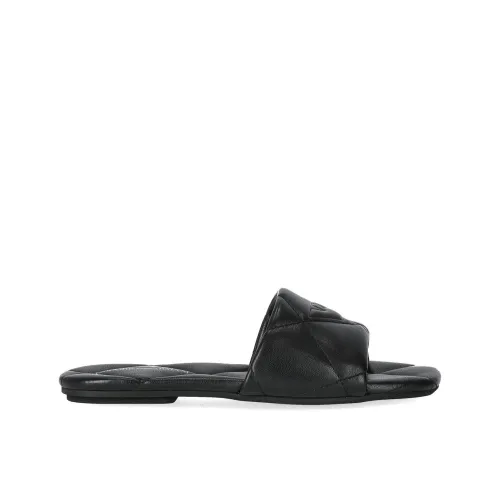 Emporio Armani , Emporio Armani Black Quilted Flat Sandal ,Black female, Sizes: