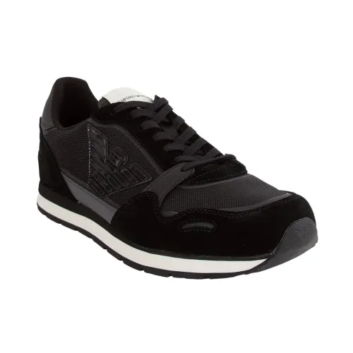 Emporio Armani , Emporio Armani SNK C.suede+H/S+Act Nero Sneakers ,Black male, Sizes: