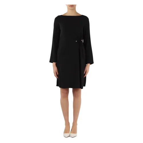 Emporio Armani , Enver Satin Dress with Piercing Detail ,Black female, Sizes: