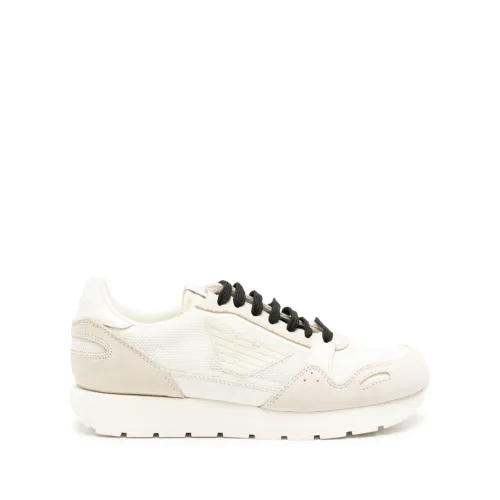 Emporio Armani , Exclusive Beige Sneakers with Mesh Panels ,Beige female, Sizes: