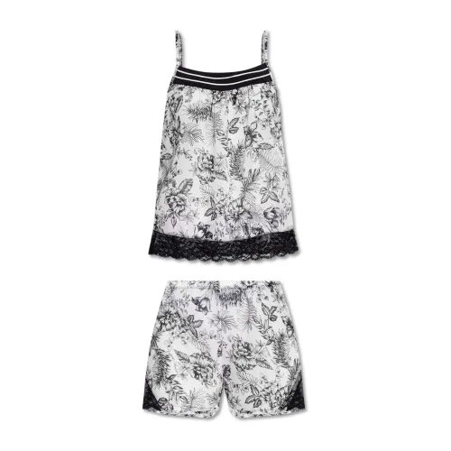 Emporio Armani , Floral Lace Pajama Set ,Gray female, Sizes: