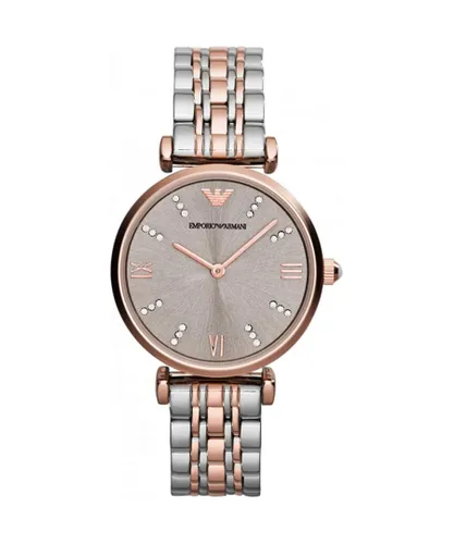 Emporio Armani Gianni T-bar WoMens Multicolour Watch AR1840 - Silver & Rose Gold Stainless Steel - One Size