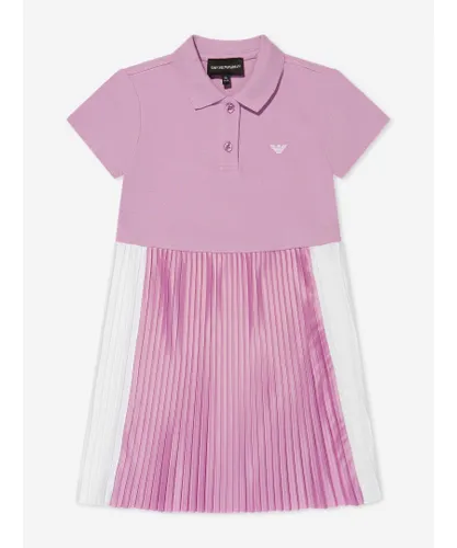 Emporio Armani Girls Pleated Dress In Pink