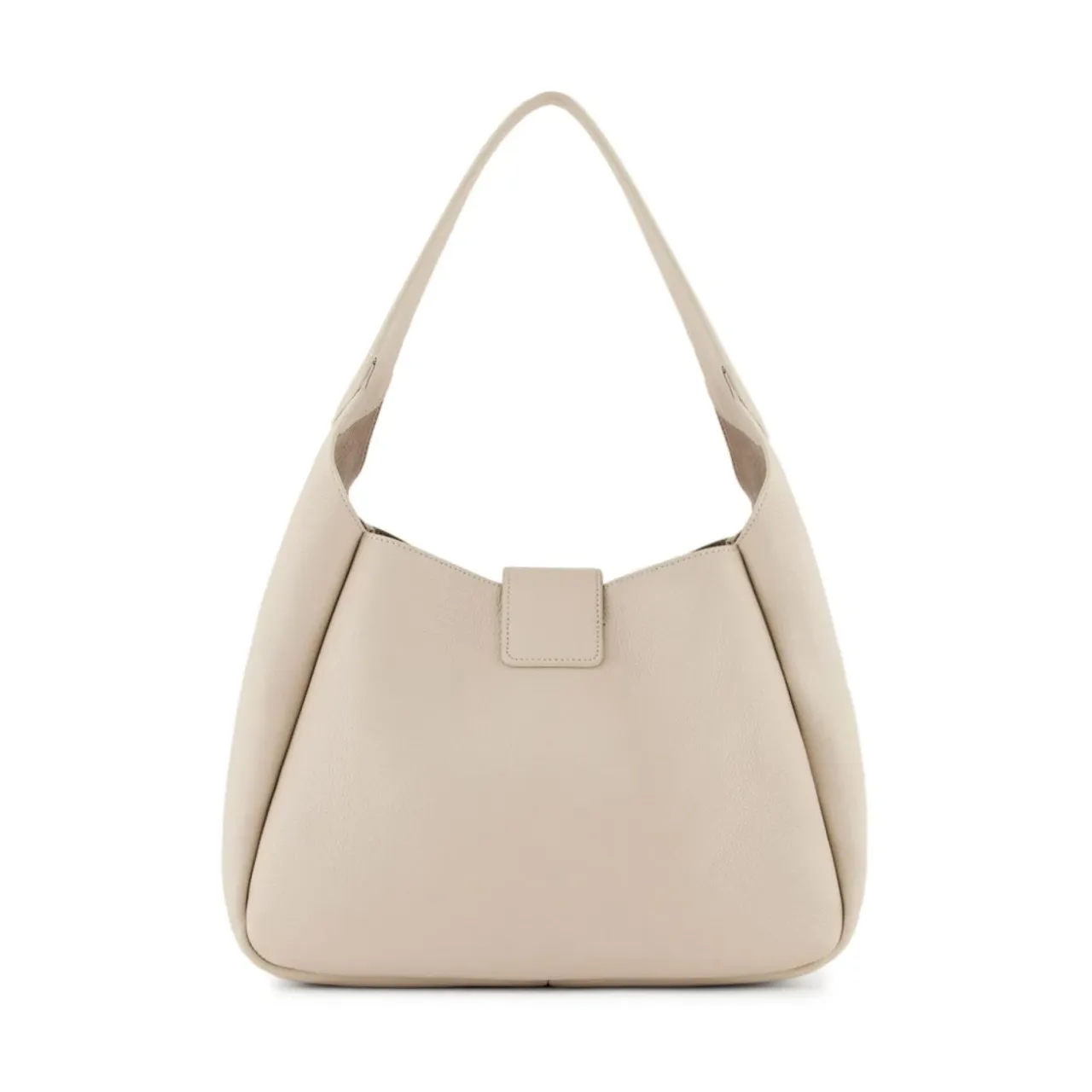 Emporio Armani , Grained Leather Beige Shoulder Bag ,Beige female, Sizes: ONE SIZE