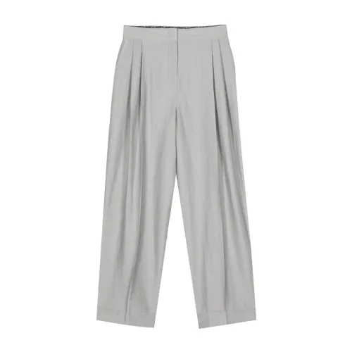Emporio Armani , Grey Jacquard Pleated Trousers ,Gray female, Sizes: