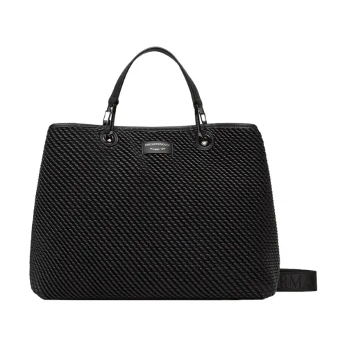 Emporio Armani , Handbag in Faux Leather Weave ,Black female, Sizes: ONE SIZE