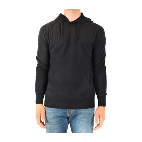 Emporio Armani , Hooded Sweater ,Black male, Sizes: