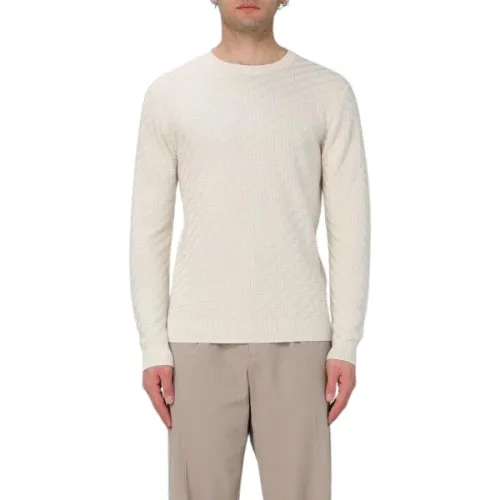 Emporio Armani , Ivory Sweaters for Men ,Beige male, Sizes: