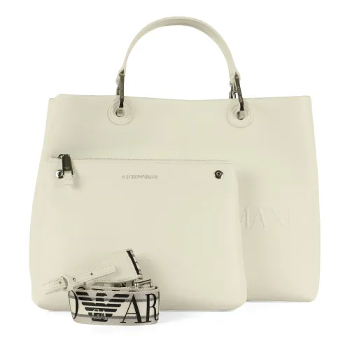 Emporio Armani , Large Embossed Logo Handbag ,White female, Sizes: ONE SIZE