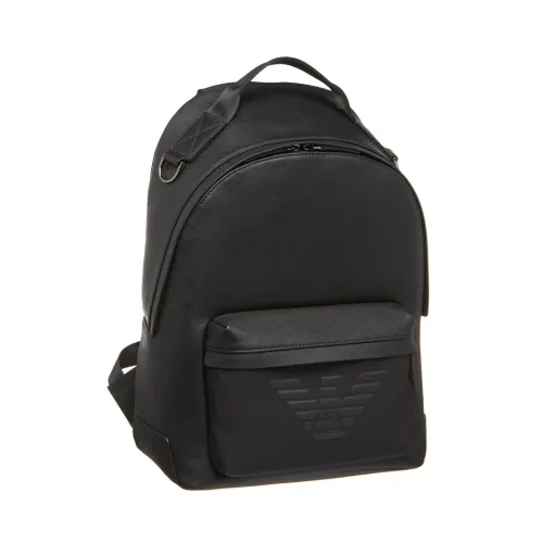 Emporio Armani , Leather Eagle Backpack ,Black unisex, Sizes: ONE SIZE