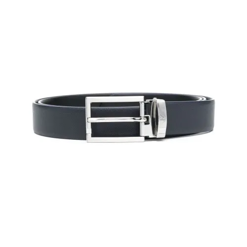 Emporio Armani , Logo-Buckle Leather Belt ,Black male, Sizes: ONE