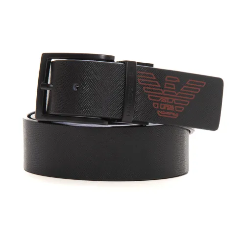 Emporio Armani , Logo Detail Reversible Buckle Belt ,Black male, Sizes: ONE